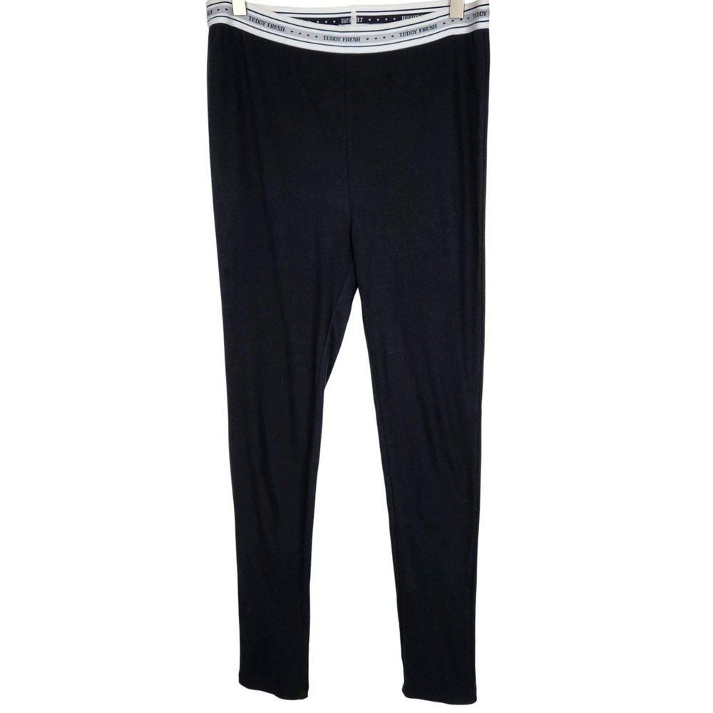 TEDDY FRESH Pants Mens Large Black Thermal Base Layer Long John Pants